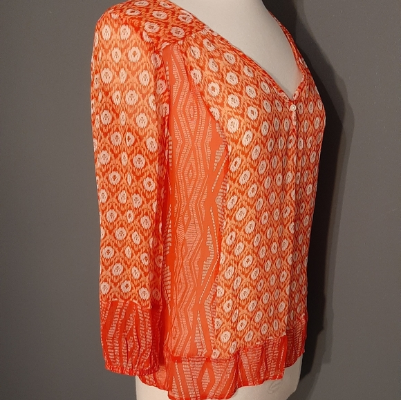 Lucky Brand Women's Caley Sheer Mixed Printed Top - Picture 6 of 14